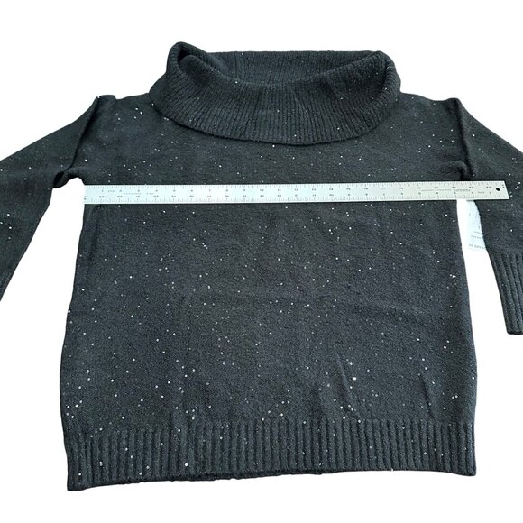 Chico's Sweater Size 1 M Black NWT Cowl Turtleneck Pullover Touch of Sparkle - Picture 7 of 13
